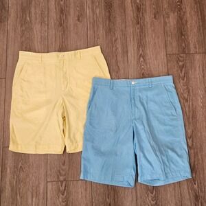 FootJoy Mens Performance Golf Shorts Bundle Size 36 Blue Yellow 100% Nylon FJ